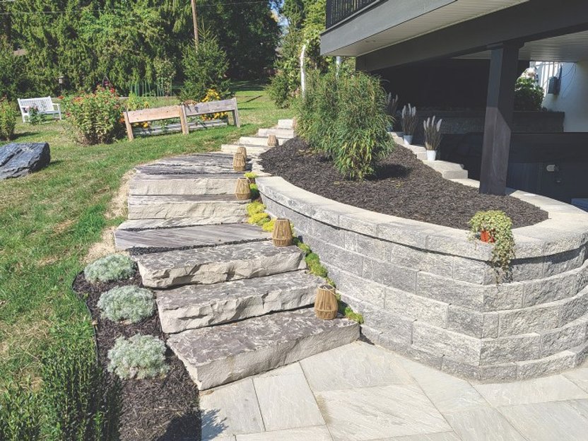 Flagstone walkway and garden border in Mansfield Ohio