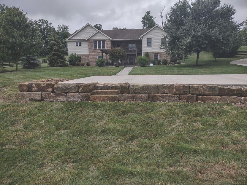 Stone retaining wall project in Canton Ohio