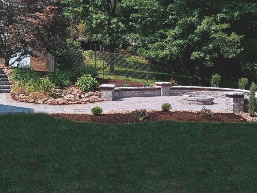 Backyard transformation with hardscaping in Medina Ohio