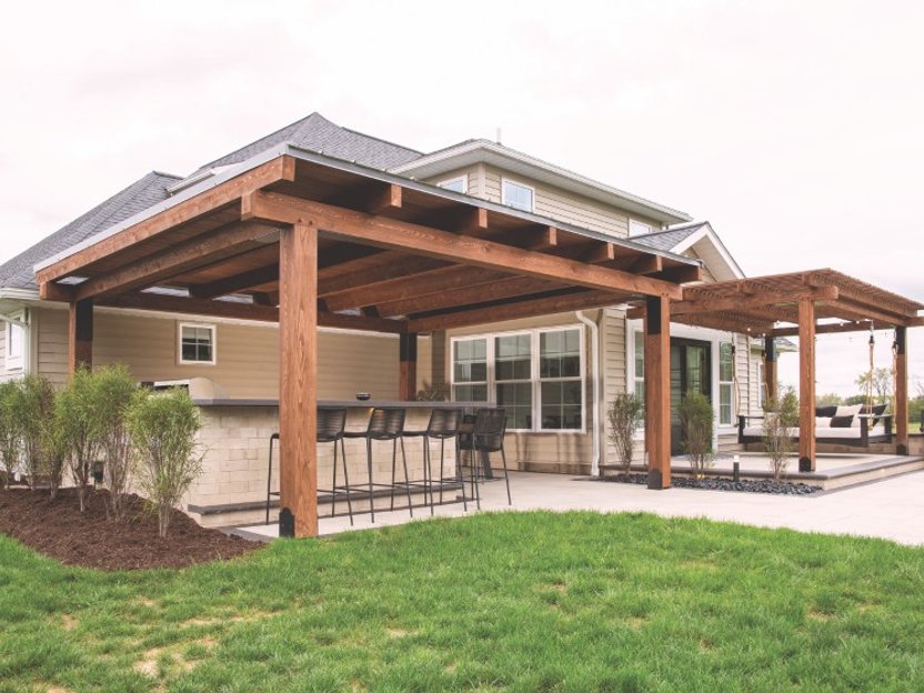 Retaining wall with landscape plantings in Cleveland Ohio