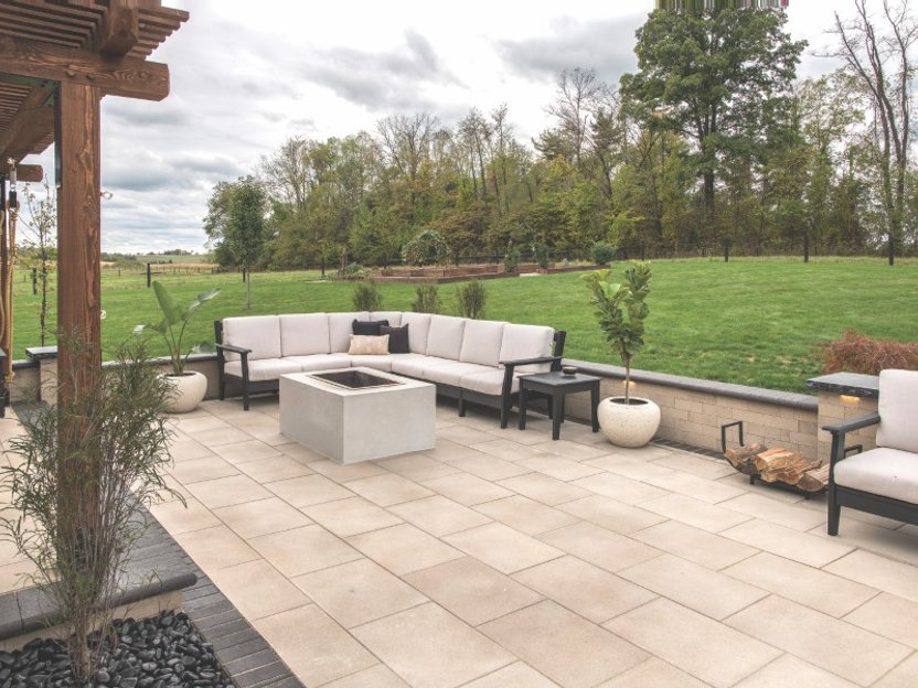 Outdoor living space with fire feature near Wooster Ohio