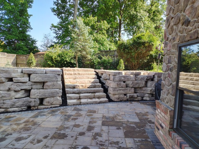 Timber frame pergola with outdoor lighting near Wooster Ohio