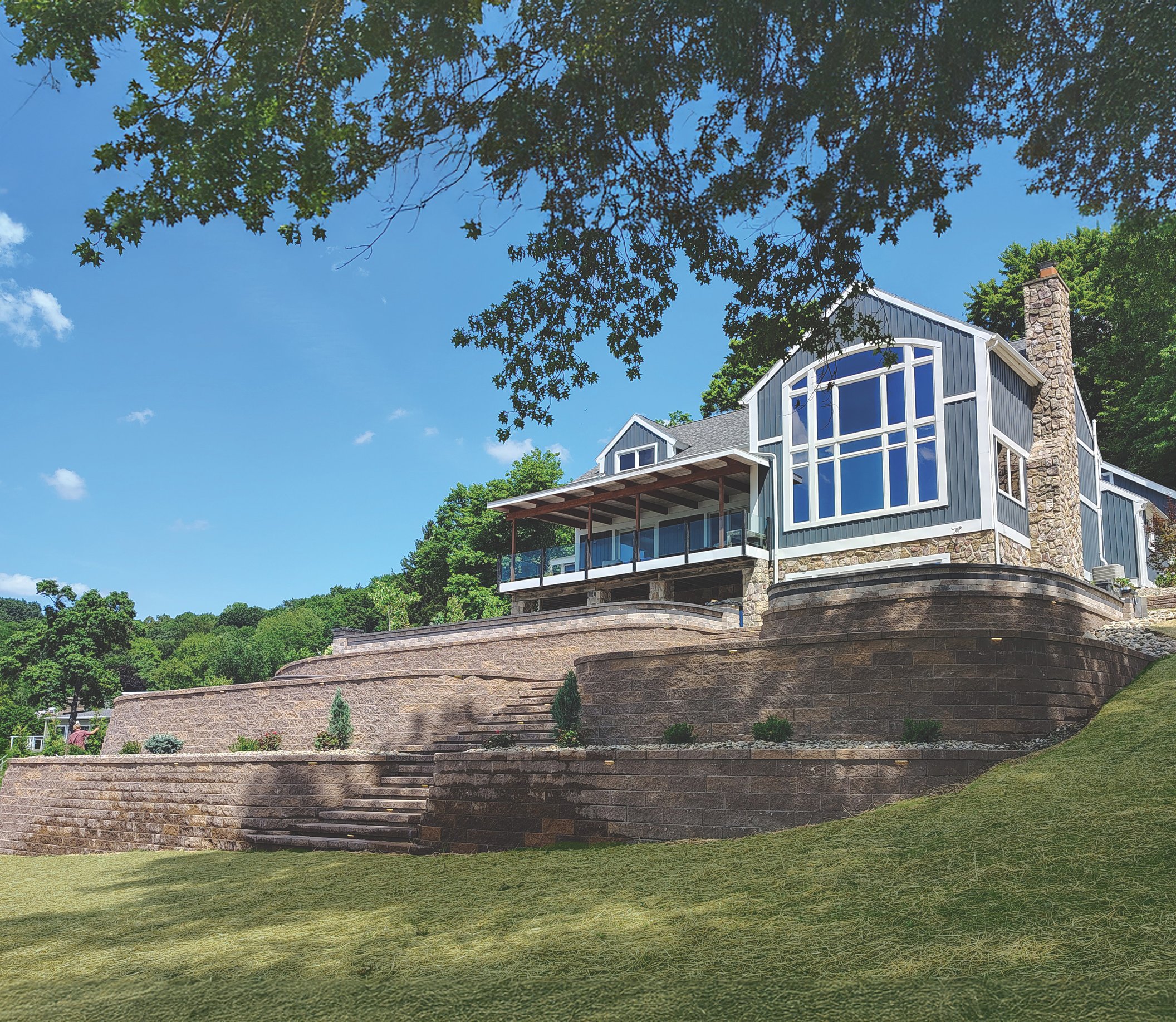 engineered retaining wall with Winston blocks in Northeast Ohio