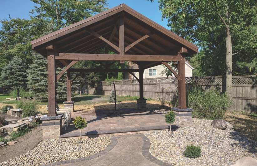 timber frame pavilion near Cleveland Ohio